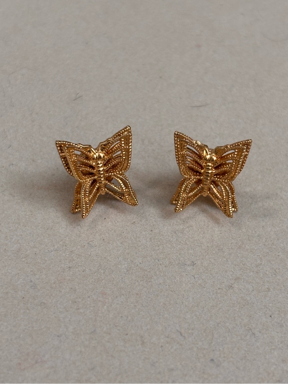 Vintage Monet Gold Butterfly Stud Earrings